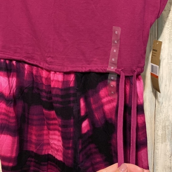 DKNY jeans pink tie-dye drawstring clenched waist Short Sleeve Shirt | XS - Picture 10 of 11